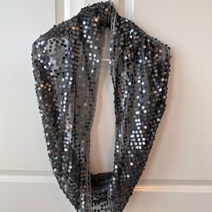 Silver Sequin Gray Infinity Scarf